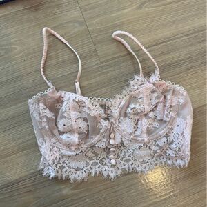 For Love And Lemons Pink Lace Bralette